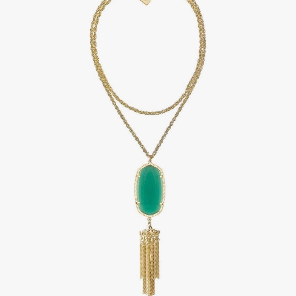 Kendra Scott Gold Necklace with Green Pendant